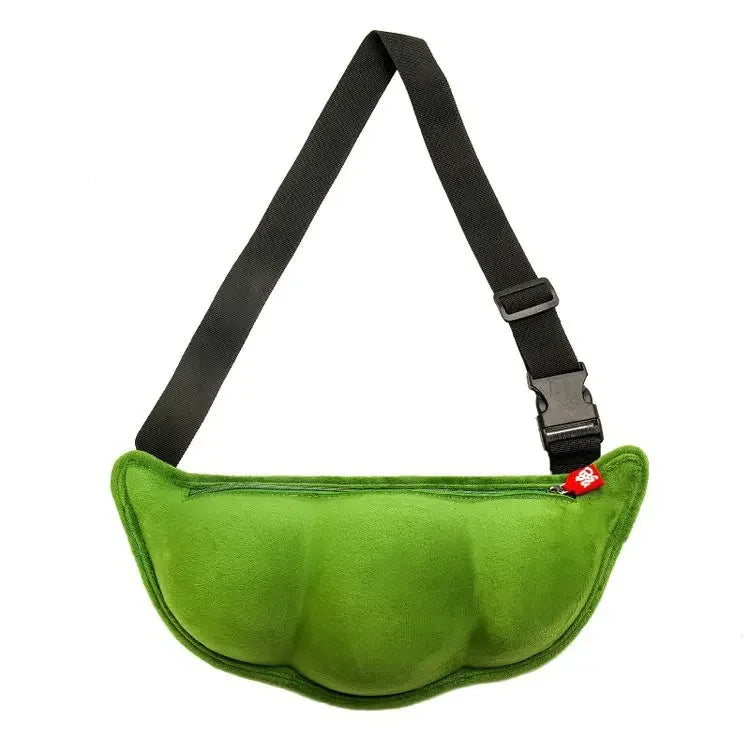 Edamame Pea Plush Shoulder Bag – Fun Creative Women’s Messenger Bag