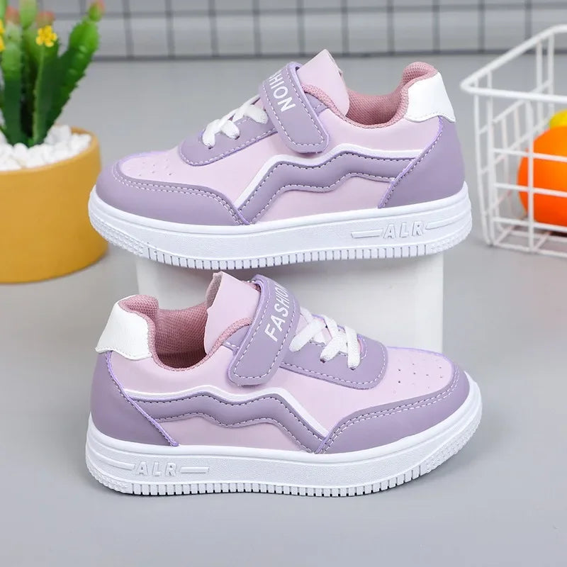 Girls' Sneakers – Non-Slip, Purple, Casual Running Shoes, Breathable Outdoor Shoes
