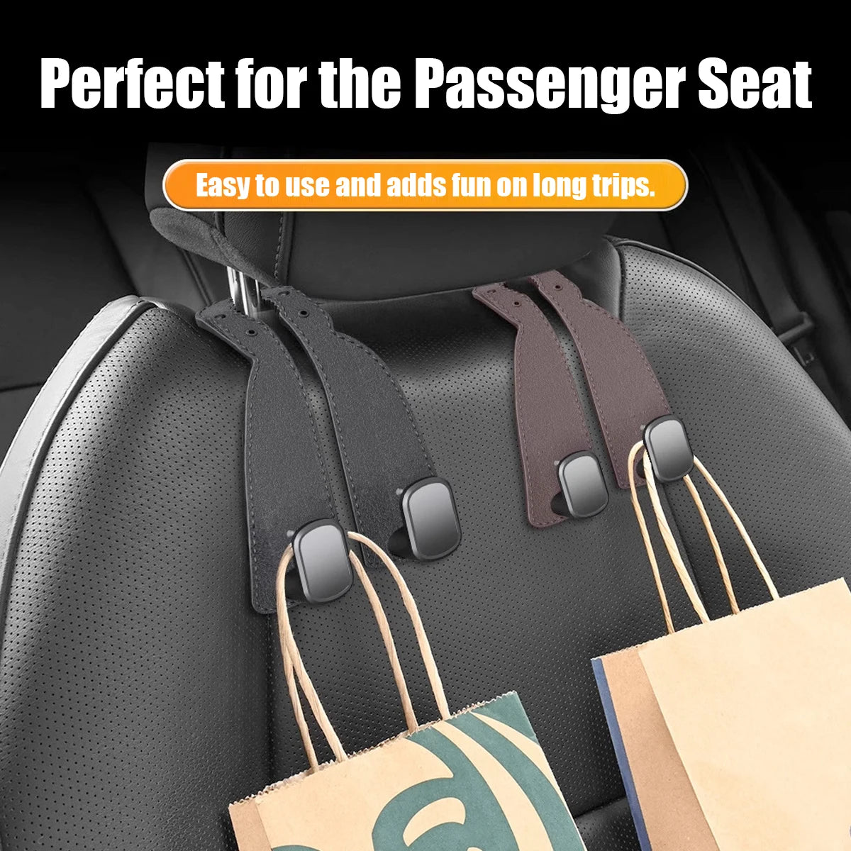 Multi-Functional Car Seat Headrest Hooks – Back Seat Organizer for Bags & Coats