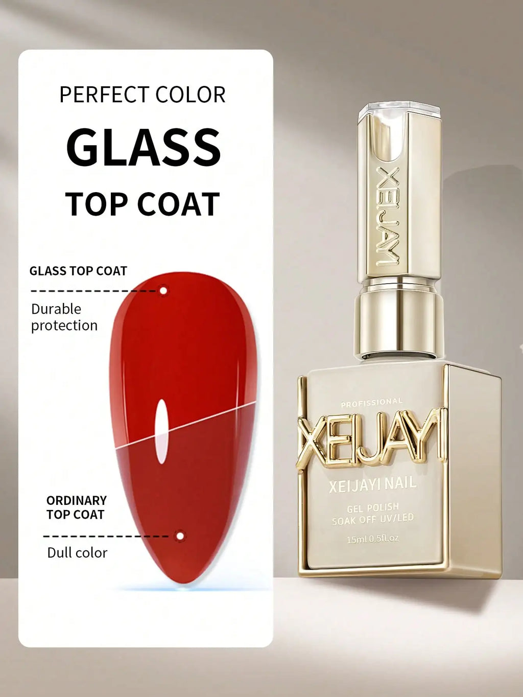 15ml Clear Top Coat – Long-Lasting, Rubber, High Gloss, LED/UV Gel Polish