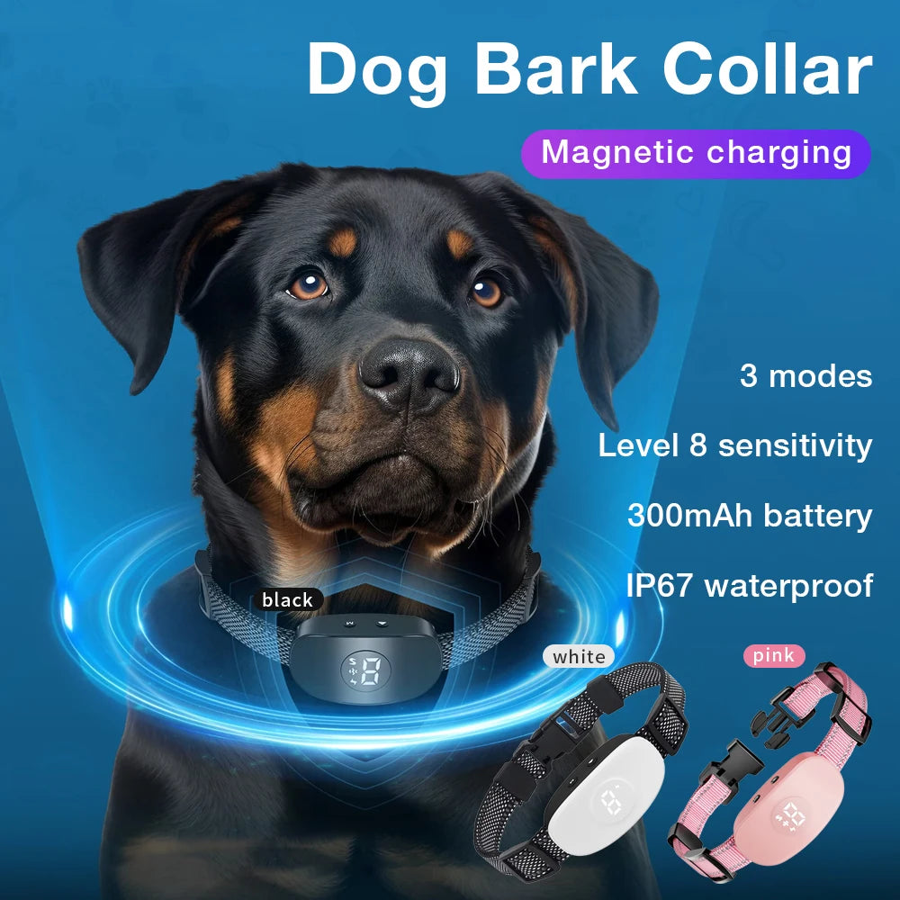 Magnetic Anti-Bark Dog Collar – Electric Shock, Vibration & Beep, Waterproof, Training
