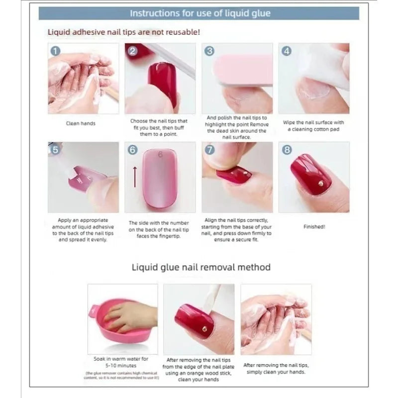 Gray & White Fake Nails – French Style, Flame Blend, Reusable, Wearable