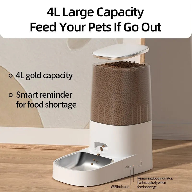 ROJECO Smart Automatic Cat Feeder – WiFi, Remote Control, Kibble Dispenser for Cats & Dogs