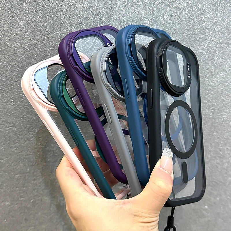 Foldable Glass Lens iPhone Case – Magnetic, Shockproof, Magsafe Compatible
