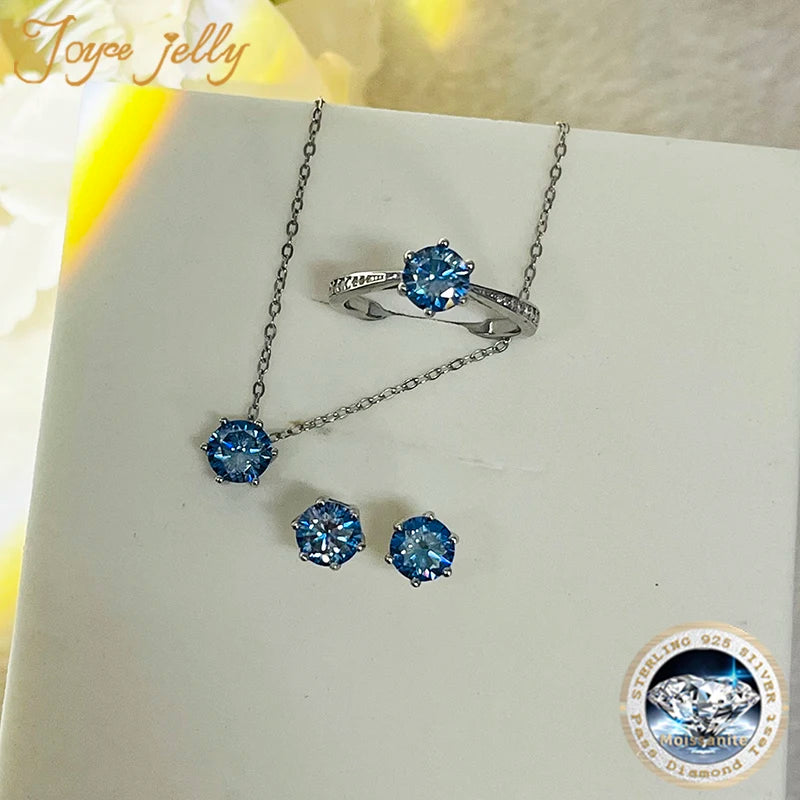 JoyceJelly 1CT D VVS Moissanite Jewelry Set