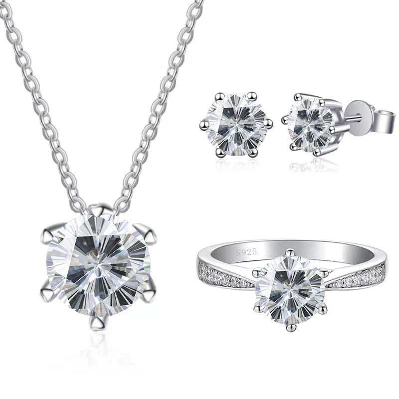 JoyceJelly 1CT D VVS Moissanite Jewelry Set