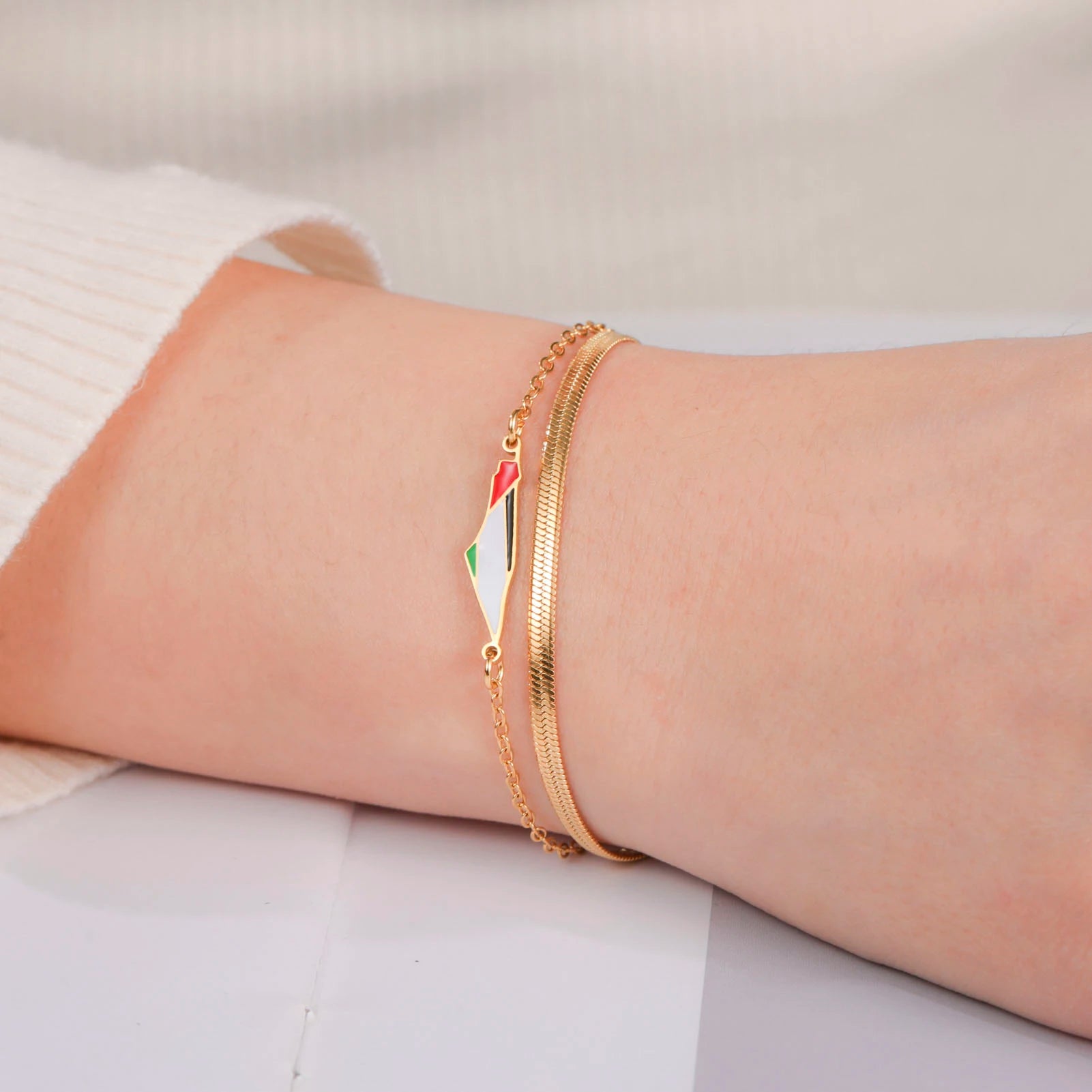 Double Layer Map Snake Chain Bracelet –  Palestine Design