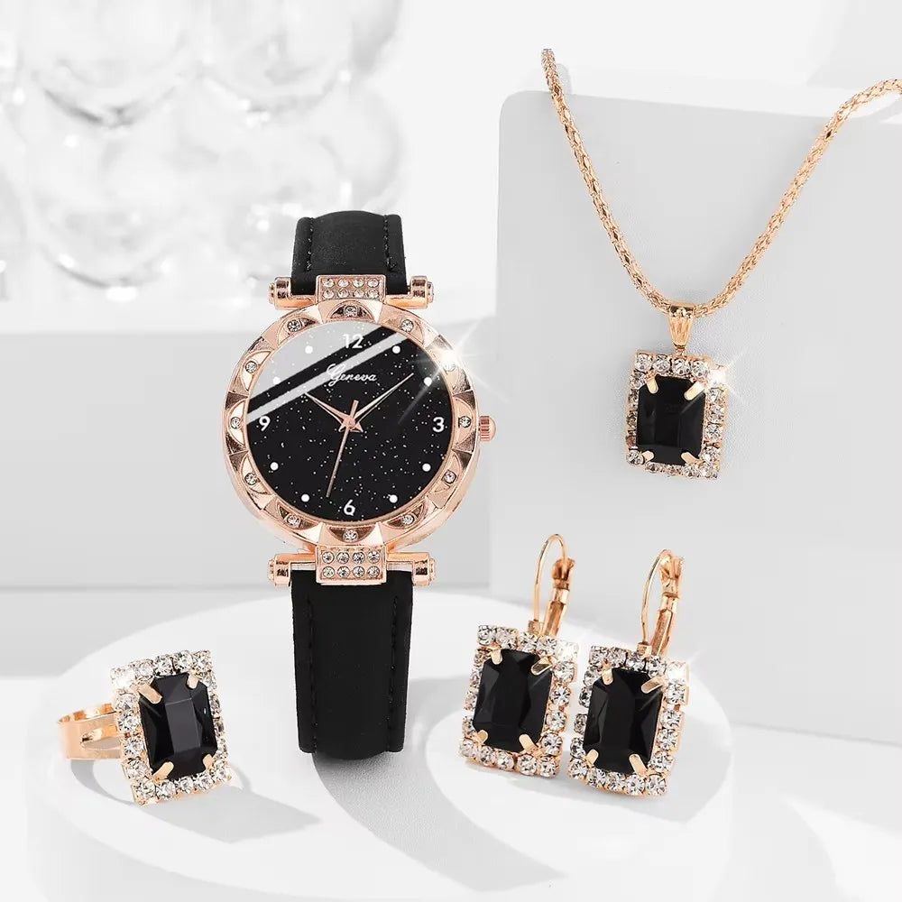 Élégance Brillante – 5-Piece Rhinestone Watch Set