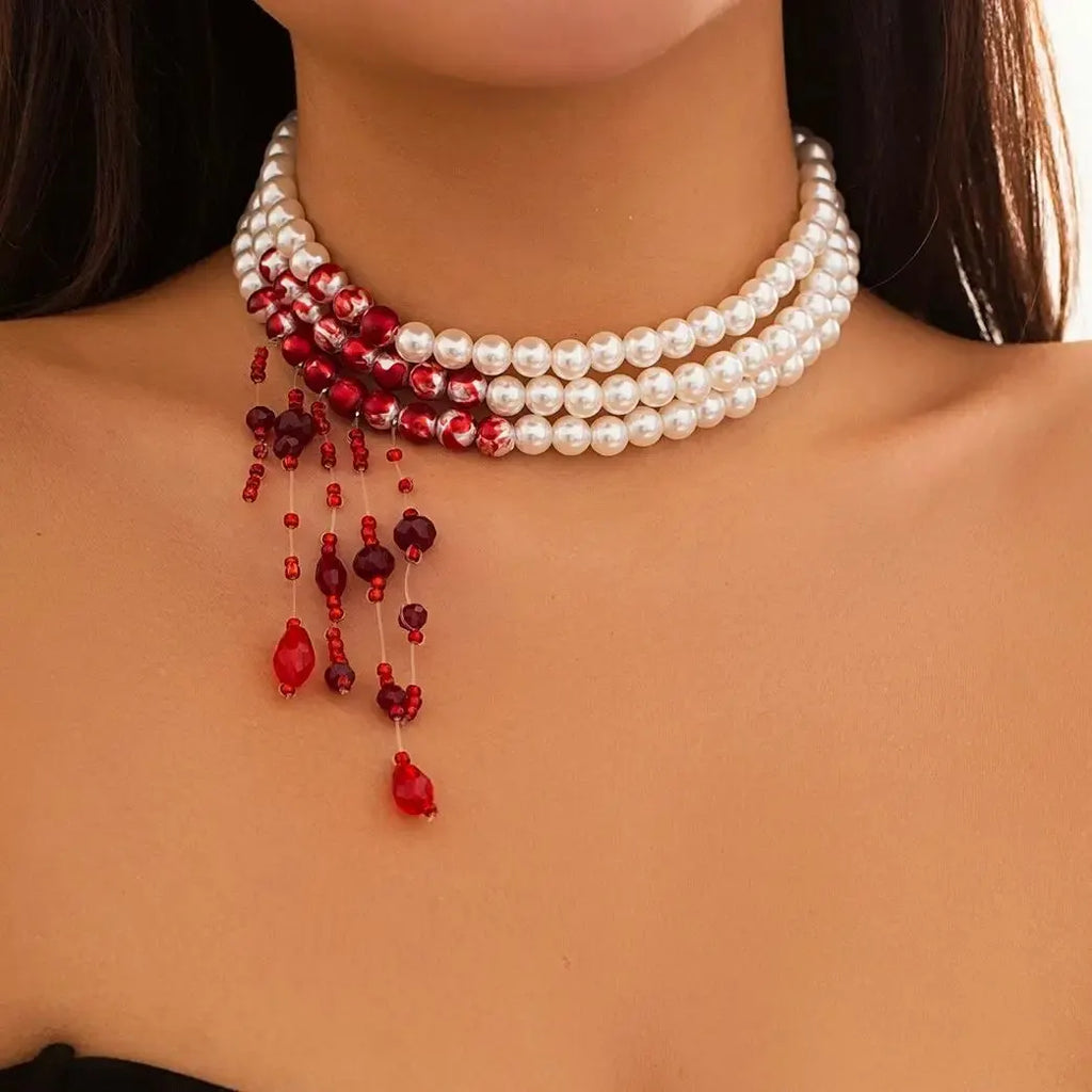 Rouge Mystique – Layered Tassel Necklace