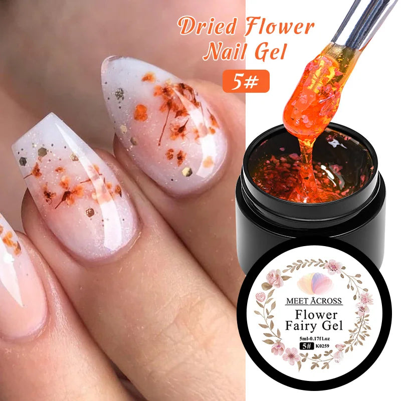 5ml Pink Dried Flower Gel Polish – Semi-Permanent, UV Soak-Off, Fairy Nail Art