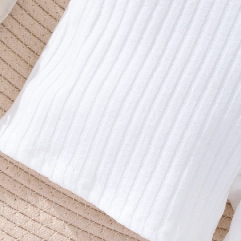 Girls Summer Romper – Short Puff Sleeve, Solid Color, Belt & Flower Satchel, Casual Fashion