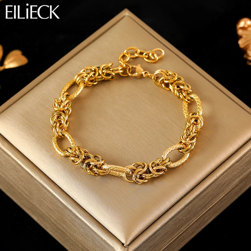 Twisted 316L Stainless Steel Bracelet – 18K Gold Plated for Women