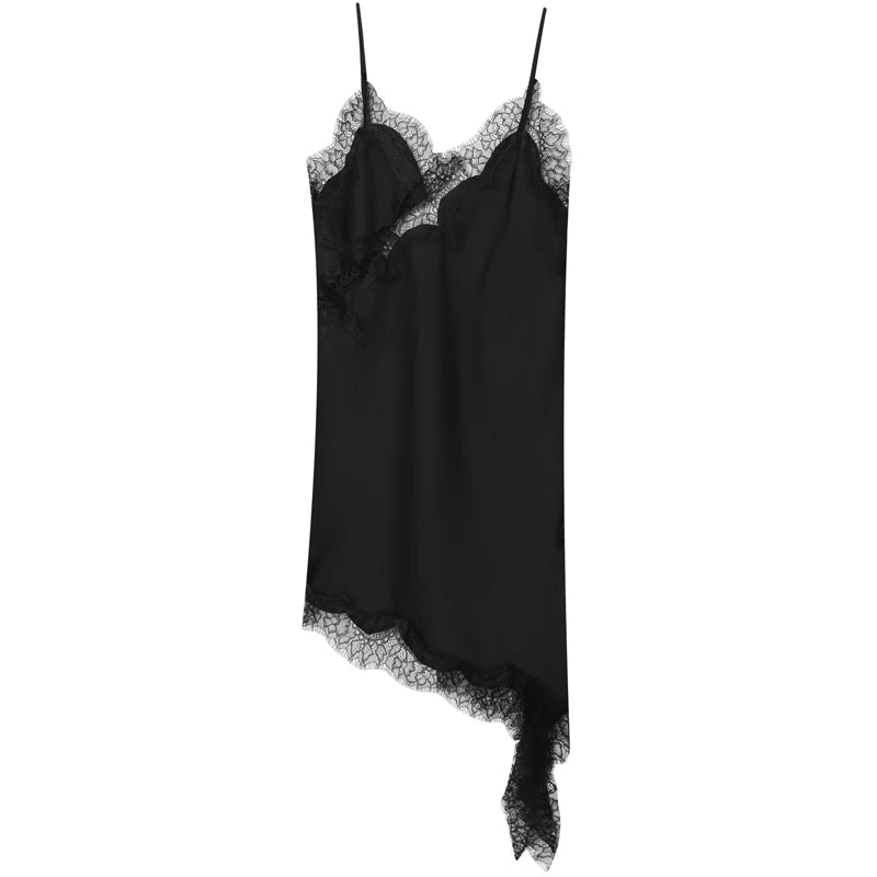HXAO Women's Lace Asymmetric Slip Dress