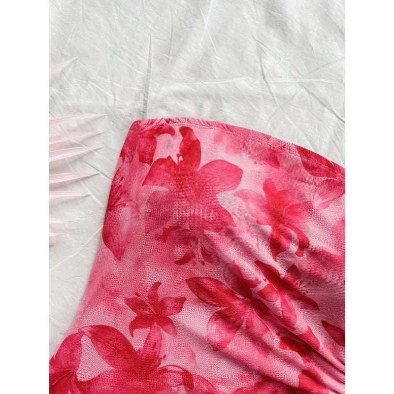 Floral Print Strapless Mini Dress