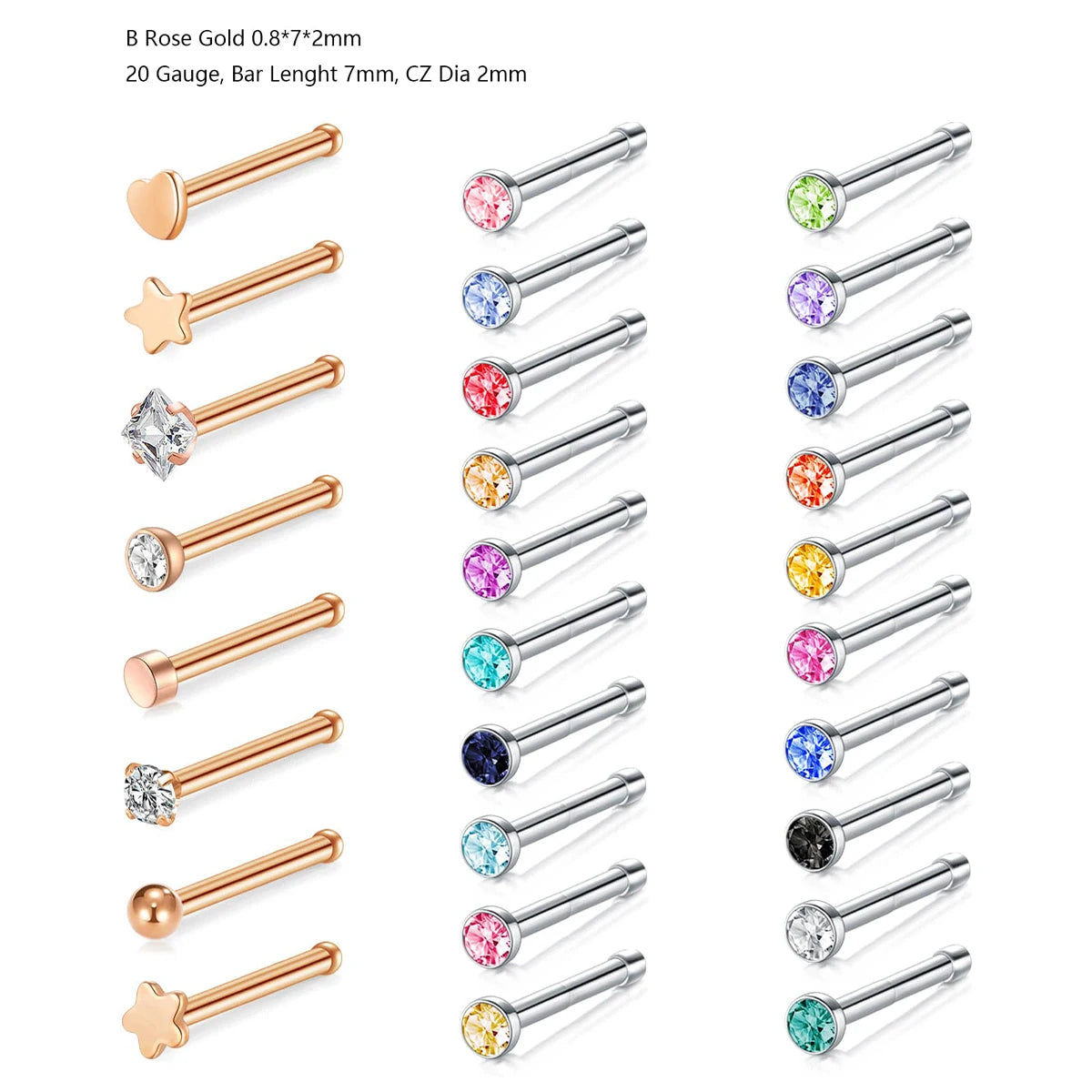 Éclat Set – 28pcs Nose Stud Collection