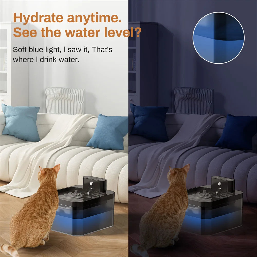 Automatic Cat Water Fountain – 2.2L, Wireless Charging, Motion Sensor, for Cats & Dogs