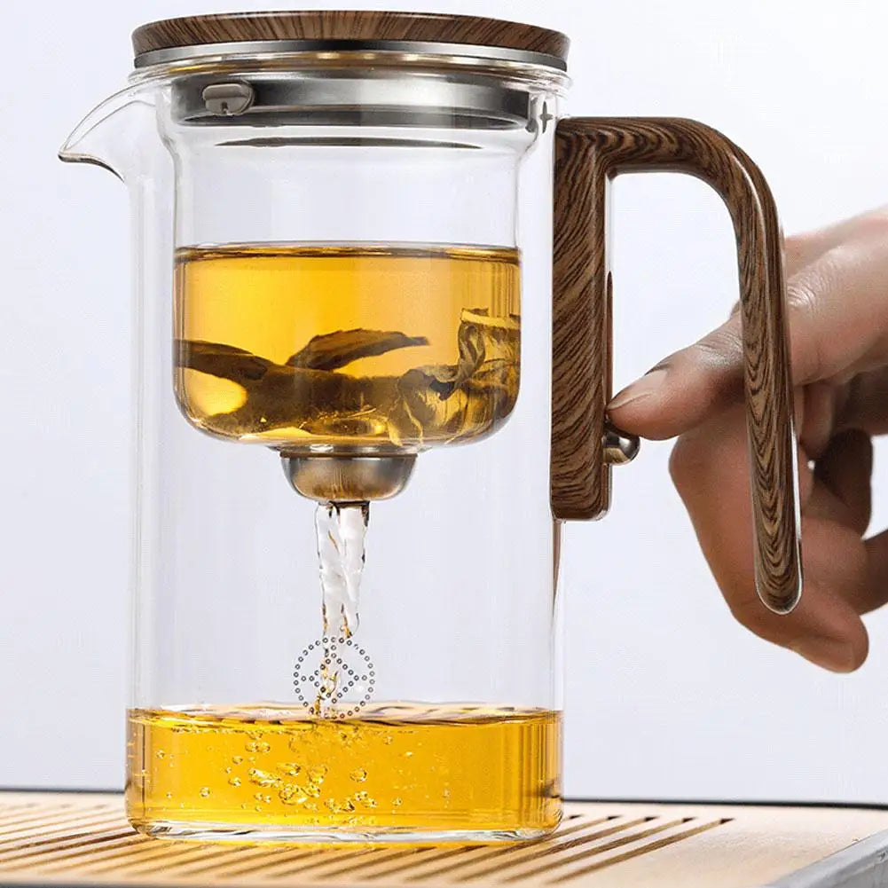 Glass Teapot with Magnetic Tea Separation & Wood Handle