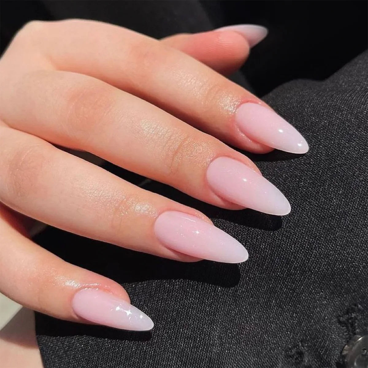 Medium Acrylic Almond Fake Nails – Removable Press-On, French Style, Europe/USA Design
