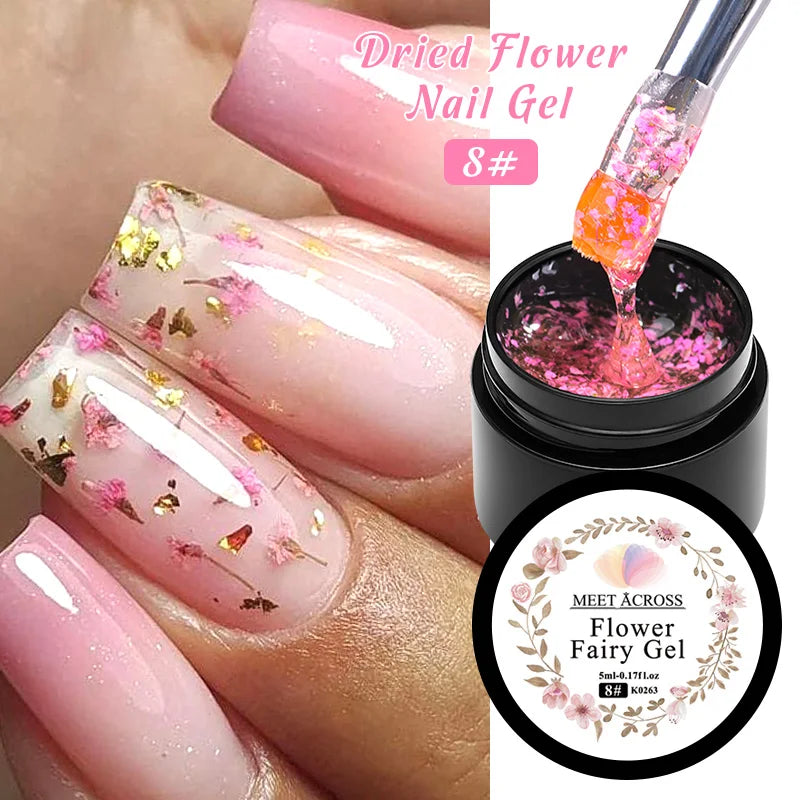 5ml Pink Dried Flower Gel Polish – Semi-Permanent, UV Soak-Off, Fairy Nail Art