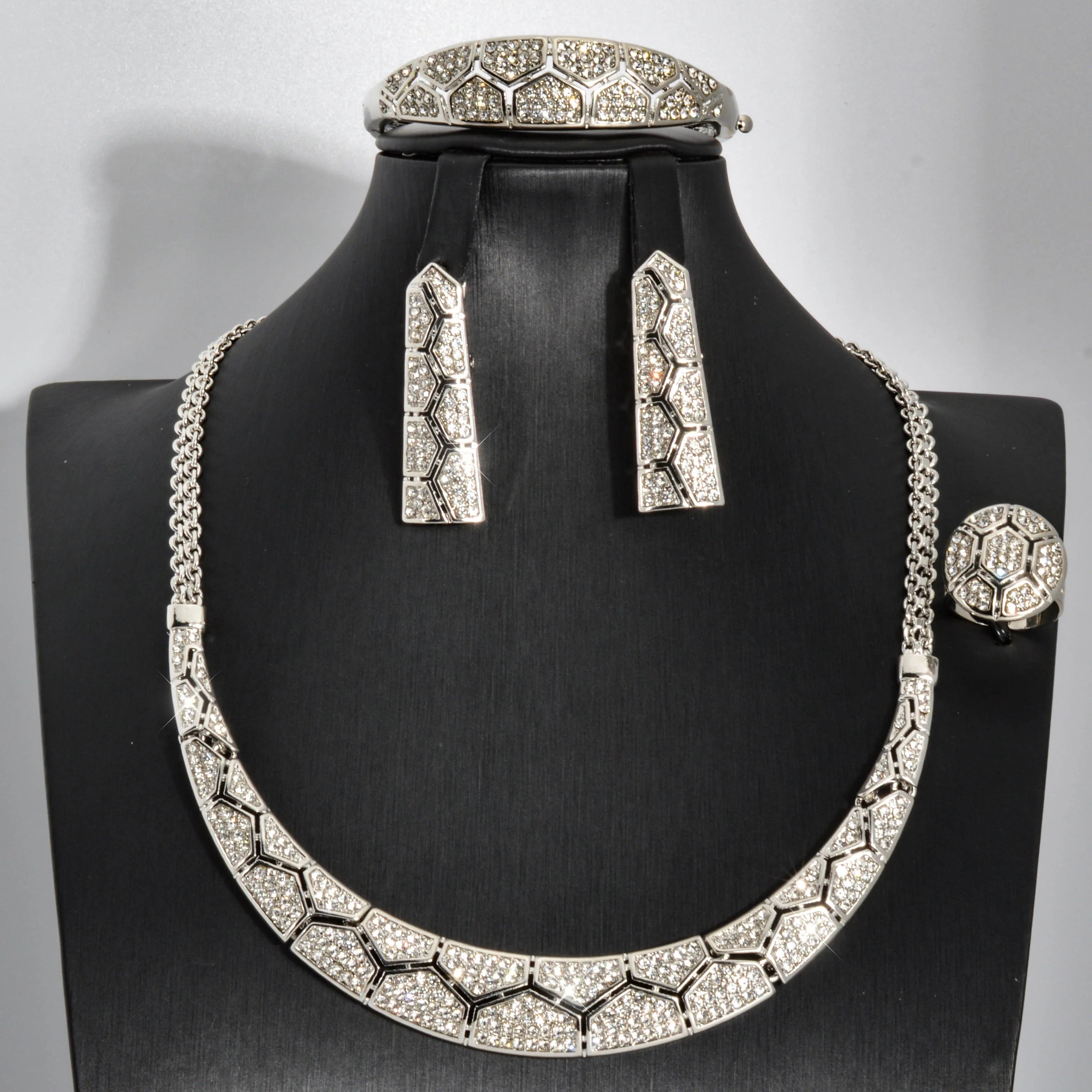 Sunny Jewelry Bridal Set – Gold Plated Earrings, Necklace, Bracelet & Ring