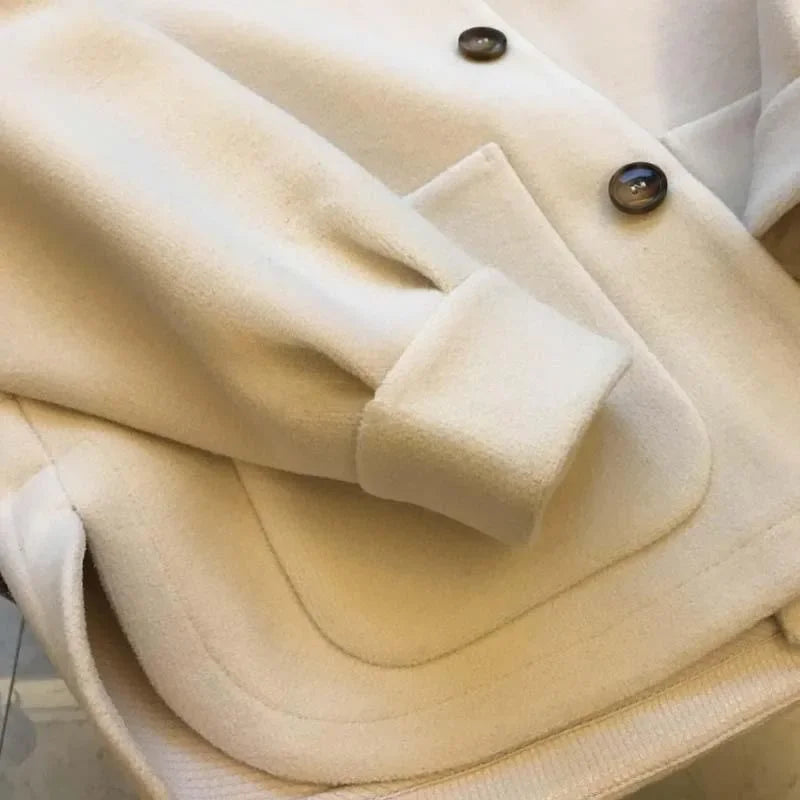 Veste Femme Grande Taille – Hood, Patchwork, Faux Deux-Pièces, Loose, Style Élégant Automne/Hiver