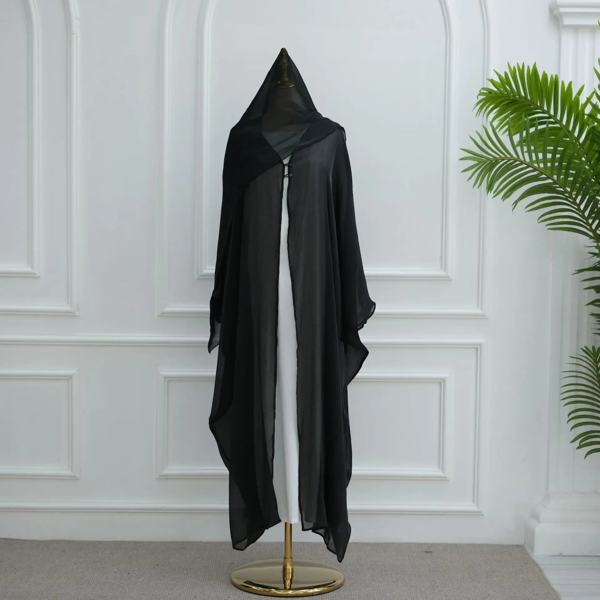 Islamic Dubai Open Abaya with Hijab – Modest Luxury Kaftan for Women Eid & Ramadan