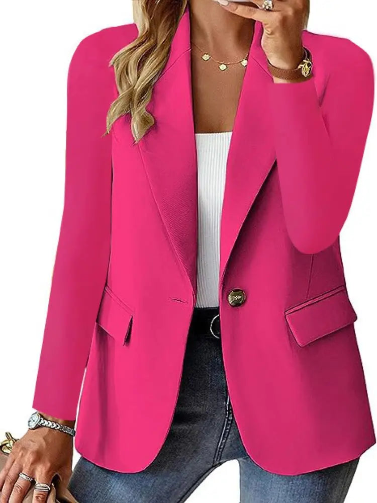 👔 Solid Button Suit Coat – Manteau Chic Décontracté Femme
