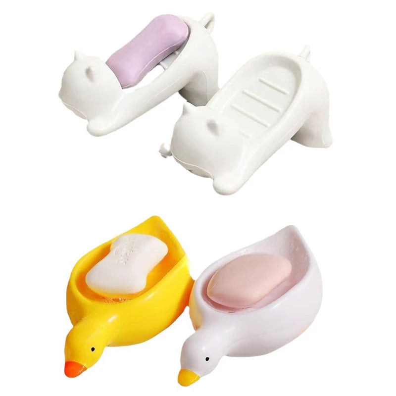 Cat-Themed Plastic Soap Dish – Cute Bathroom & Toilet Accessory