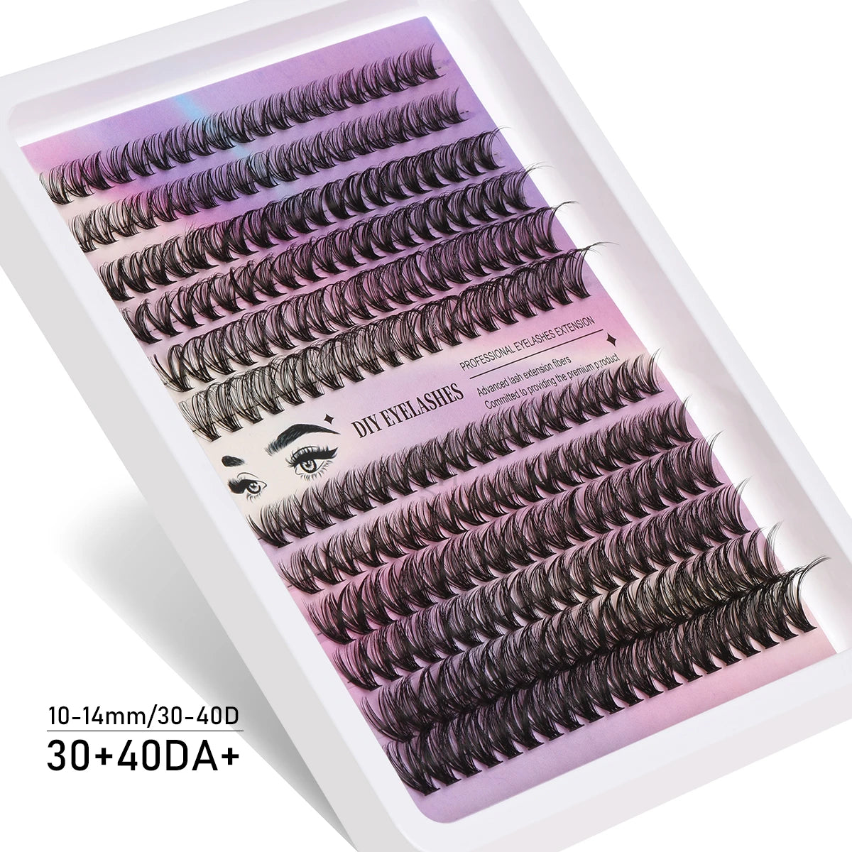 600PCS Eyelash Extensions – Thick Fluffy, 30D/100D, Mixed Length, DIY Cluster Lashes