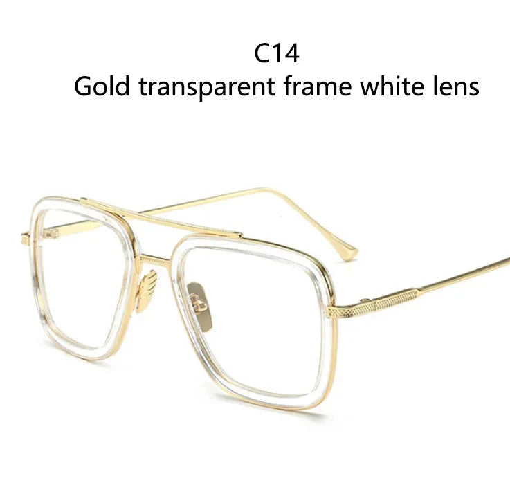 Sunglasses – Fashion Square Frame, Tony Stark Style, Unisex, Retro Brand Design