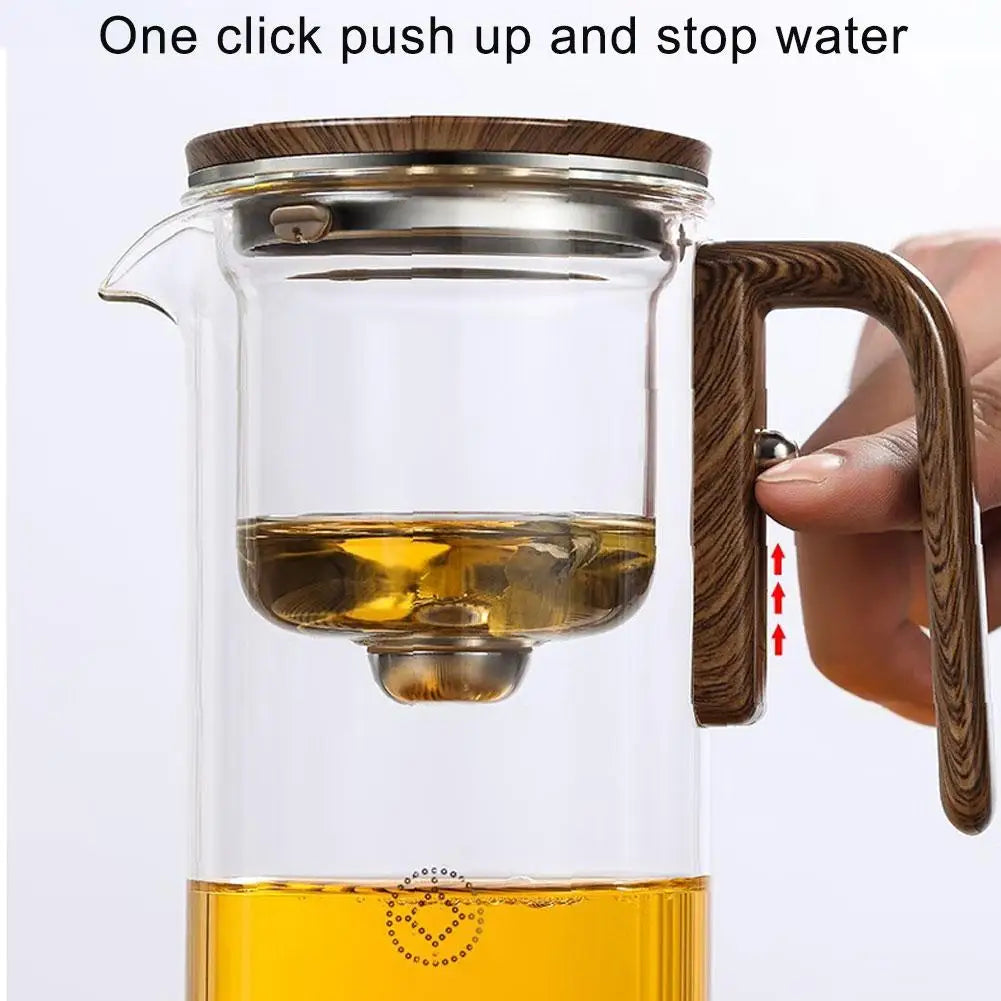Glass Teapot with Magnetic Tea Separation & Wood Handle