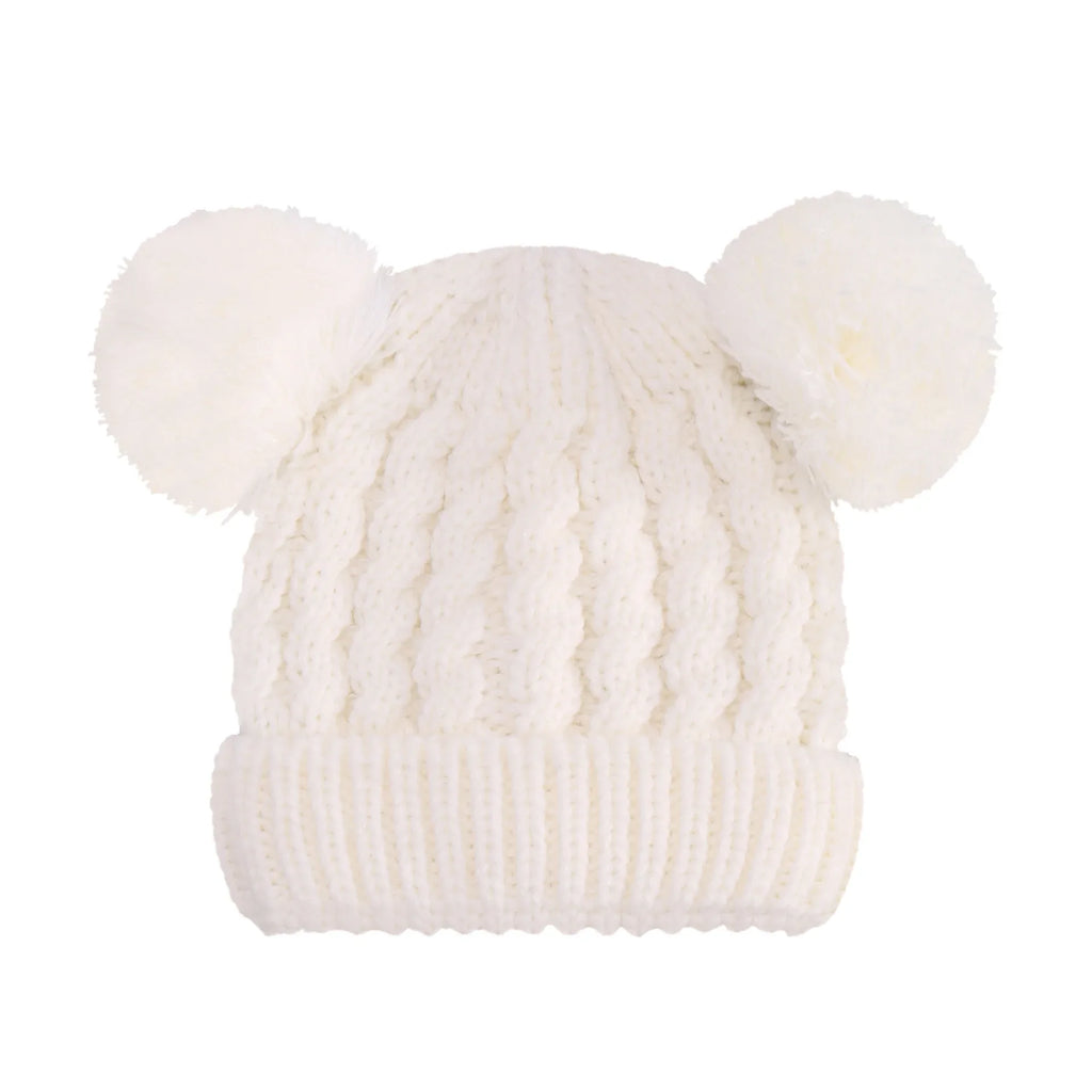 Baby Girl Beanie – Knit, Pompom, Warm, Autumn/Winter, Toddler Hat