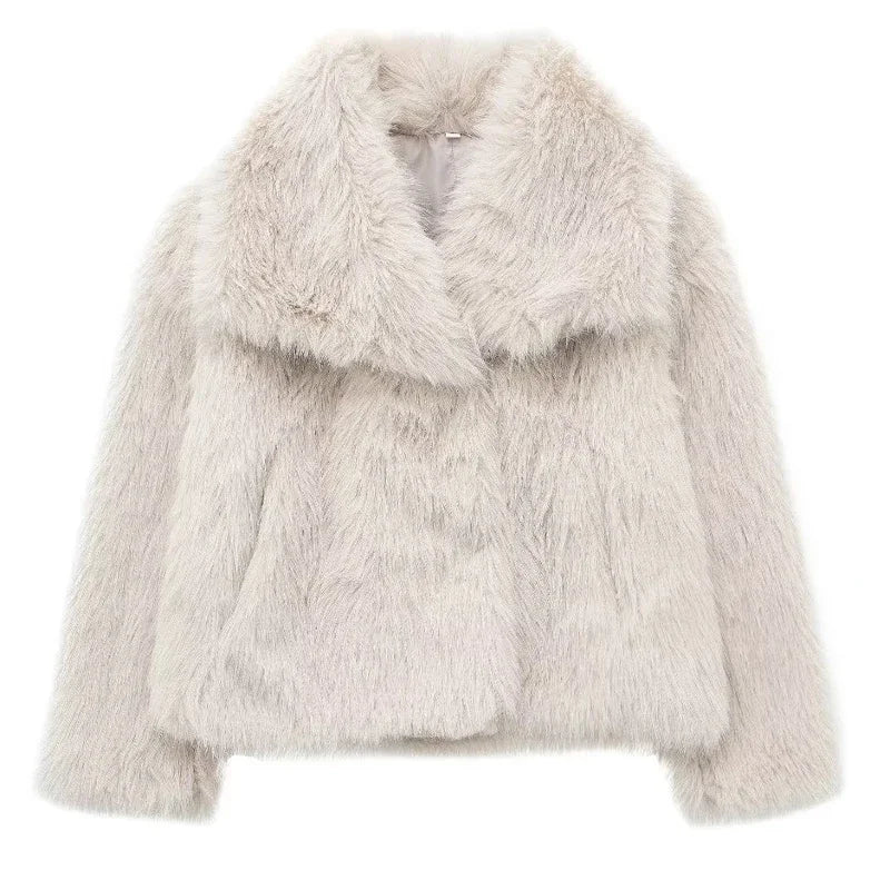 HXAO Women's Winter Faux Fur Coat 2024 – Plush Fluffy Autumn Jacket