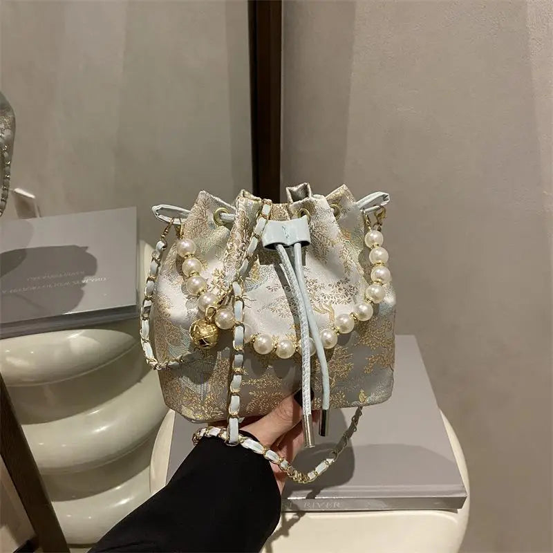 Pearl Bucket Shoulder Bag – Fashion Women’s Crossbody Handbag