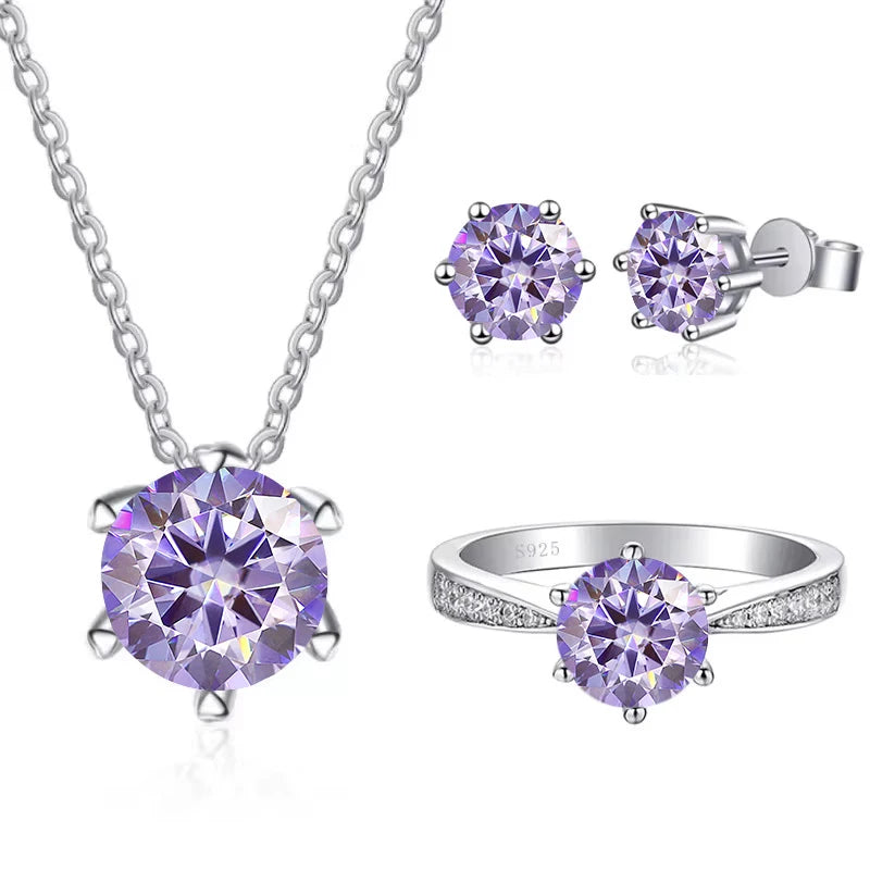 JoyceJelly 1CT D VVS Moissanite Jewelry Set