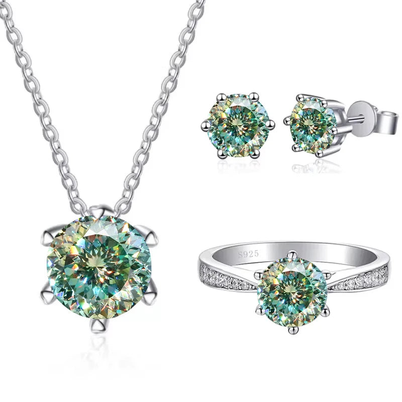 JoyceJelly 1CT D VVS Moissanite Jewelry Set
