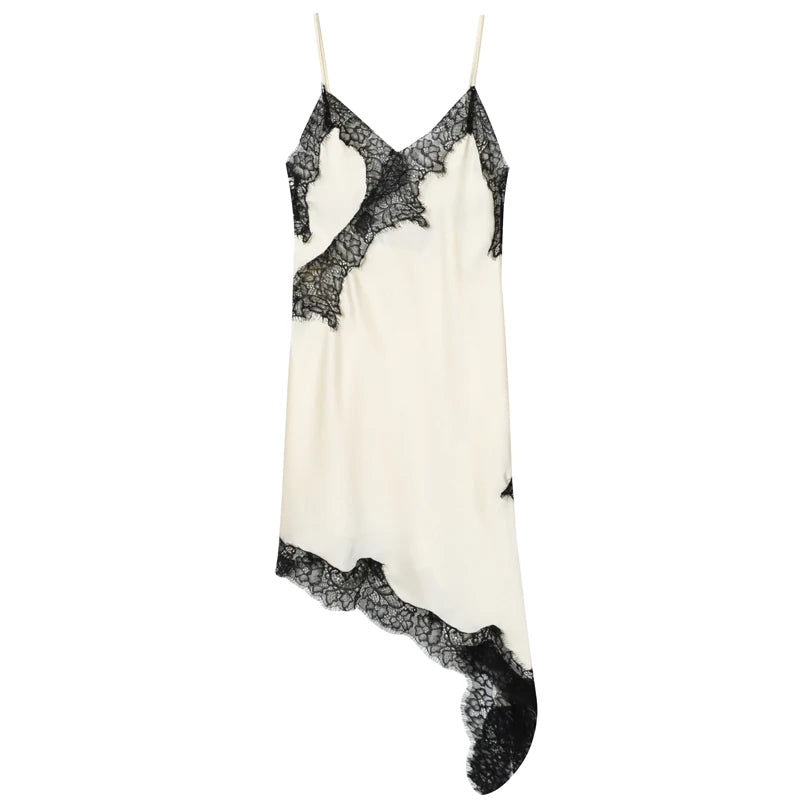 HXAO Women's Lace Asymmetric Slip Dress