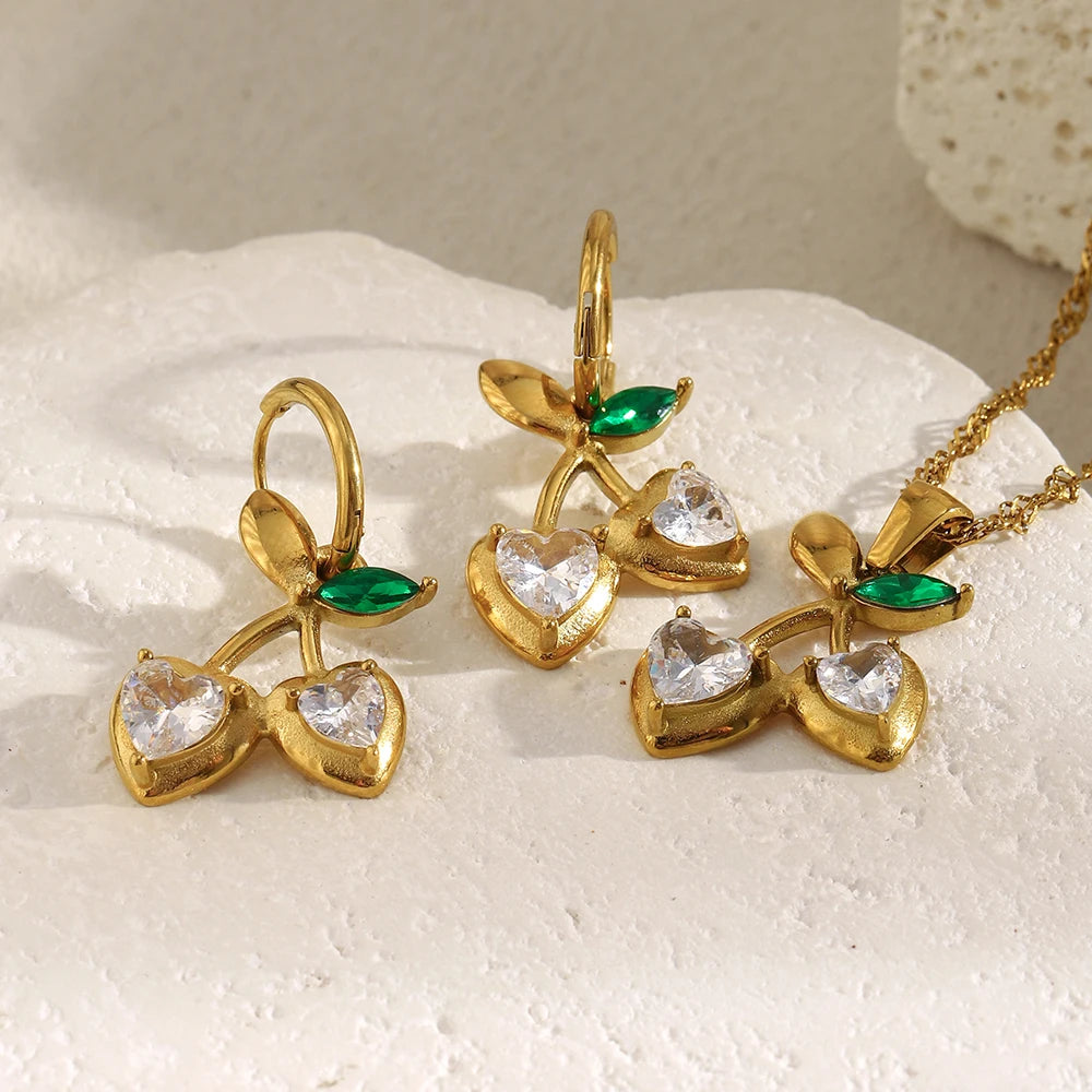 La.Muses Sparkling Cherry Zircon Jewelry Set