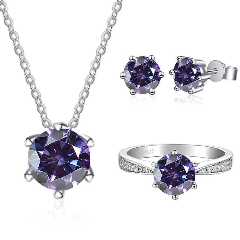 JoyceJelly 1CT D VVS Moissanite Jewelry Set