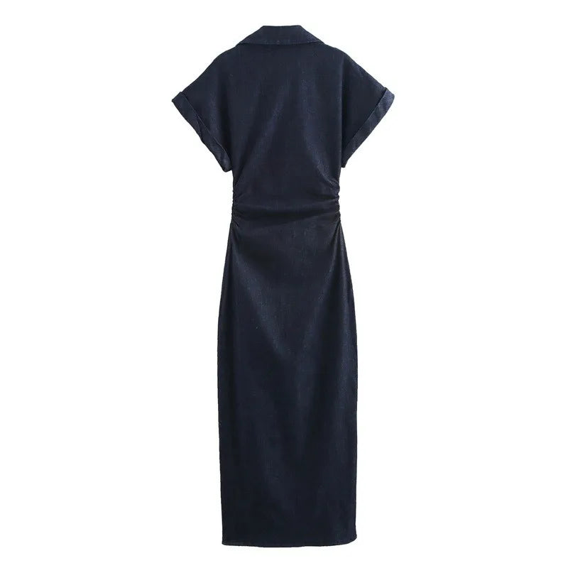 Summer Women's V-Neck Slim Fit Denim Dress