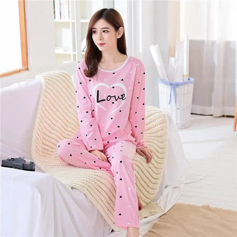 Women’s 2-Piece Autumn Sleepwear Set – Long Sleeve Teacup Pajamas