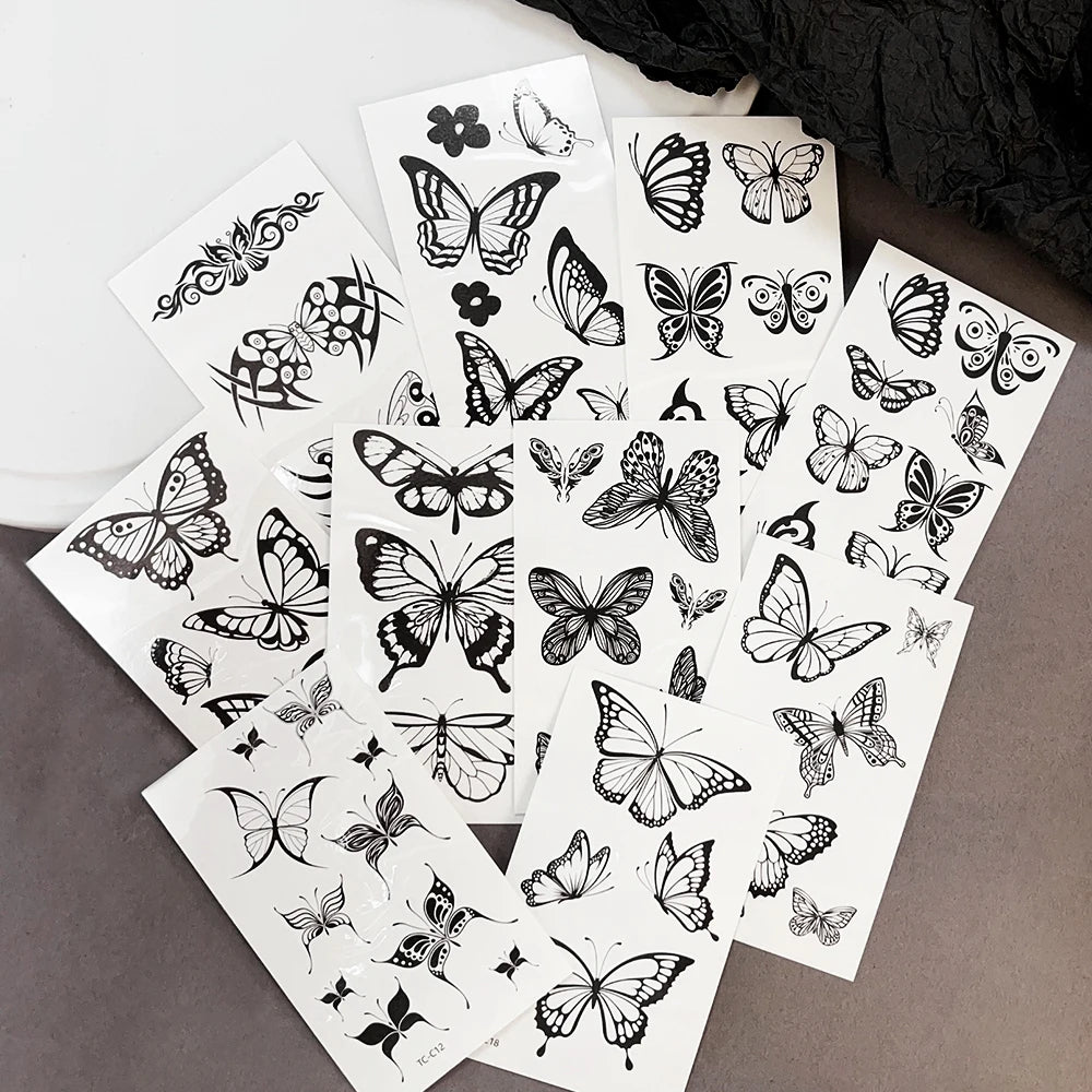 Black Butterfly Temporary Tattoos – 30PCS, 3D, Waterproof, for Arms & Legs