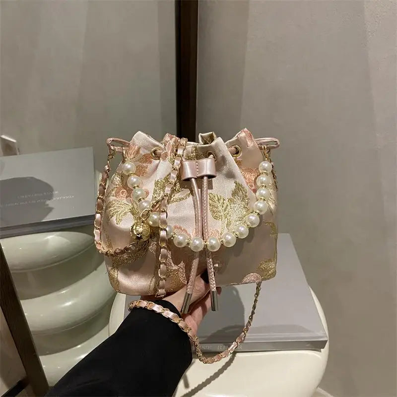 Pearl Bucket Shoulder Bag – Fashion Women’s Crossbody Handbag
