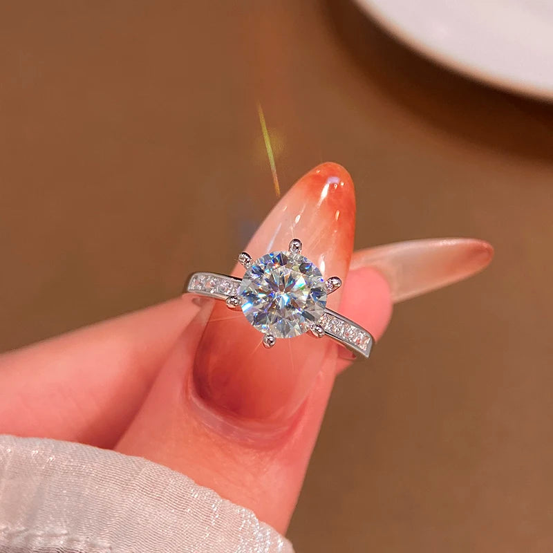 2CT Moissanite Diamond Ring Set 925 Silver