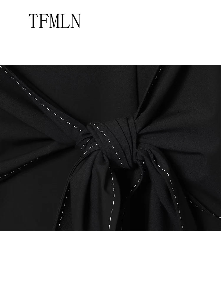 Elegant Autumn Women Big Bow Mini Dresses