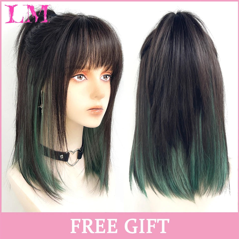 LM Cosplay Wig – 24" Long, Straight Pink, Bangs, Heat-Resistant