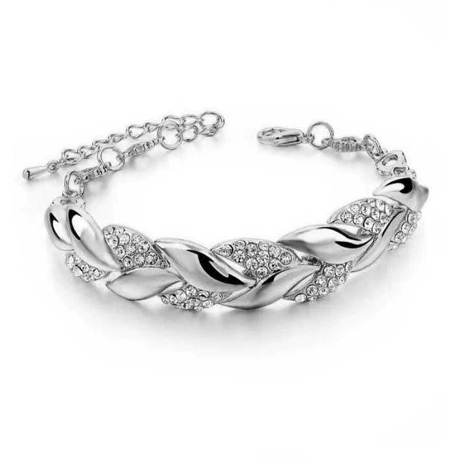 Feuille Dorée – Hip Hop Leaf Crystal Bracelet