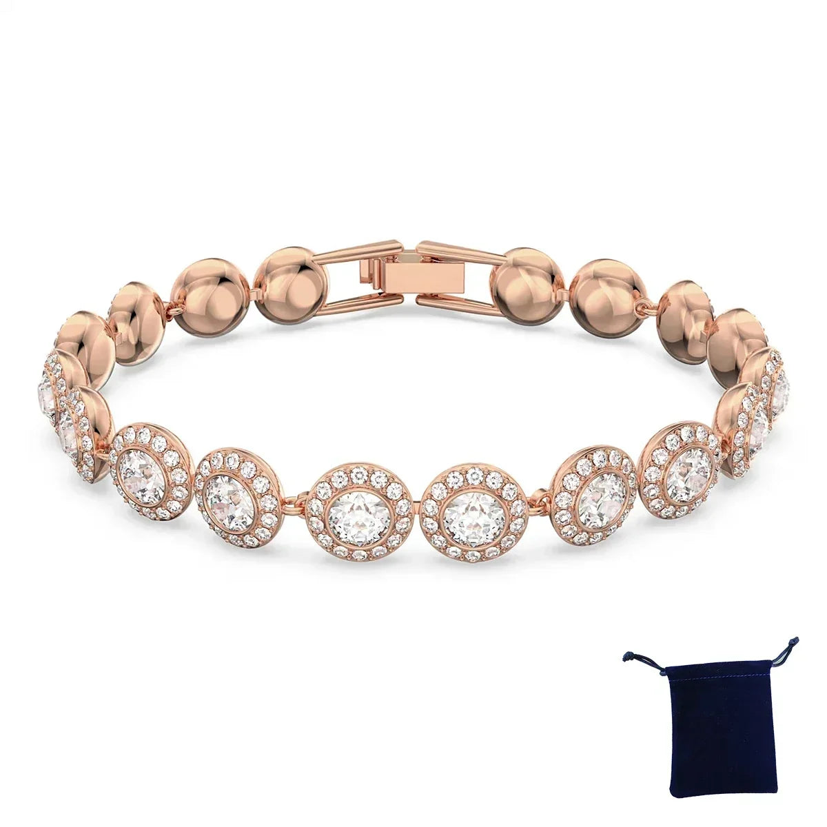 Women's Classic Diamond Round Crystal Necklace Set – S925 Silver