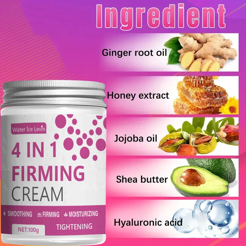 4-in-1 Firming Cream – Ginger, Aloe Vera & Coffee, Moisturizing for Abdomen, Arms & Legs