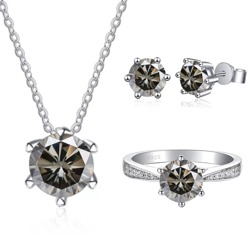 JoyceJelly 1CT D VVS Moissanite Jewelry Set